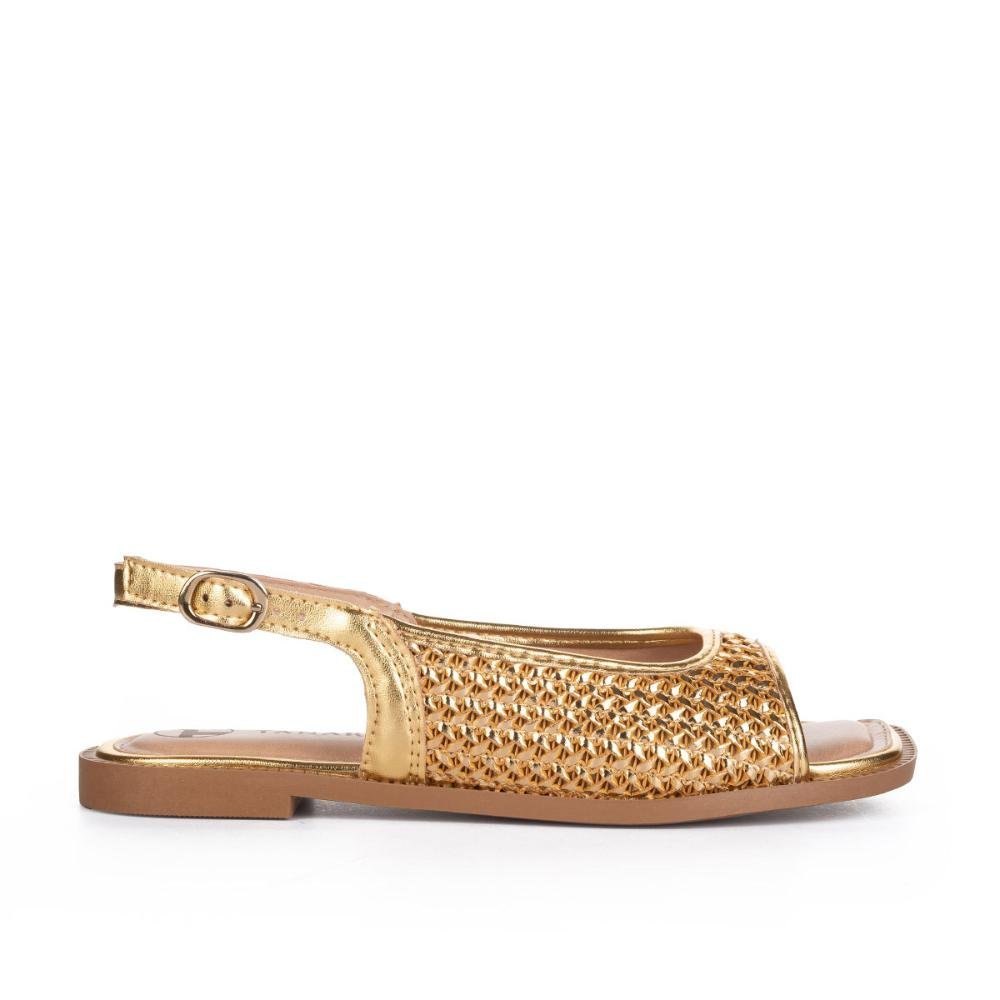 Sandália Tanara Rasteira Metalizada Feminina T8793