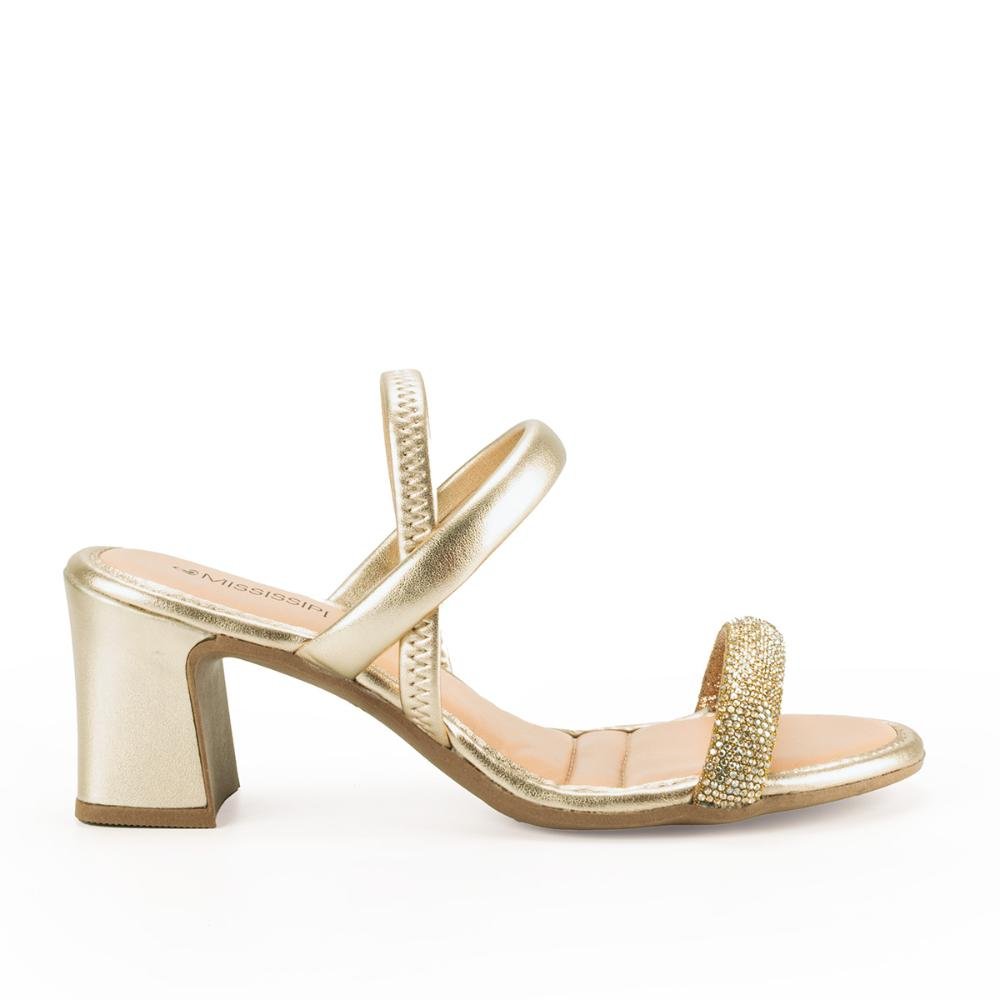 Sandália Mississipi de Salto Bloco MC412 Dourado 1