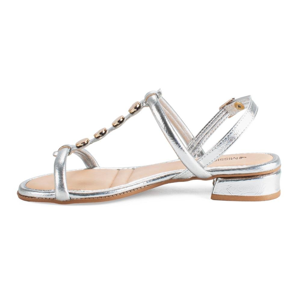 Sandália Mississipi de Salto Baixo Metalizada MC621 Prata 3