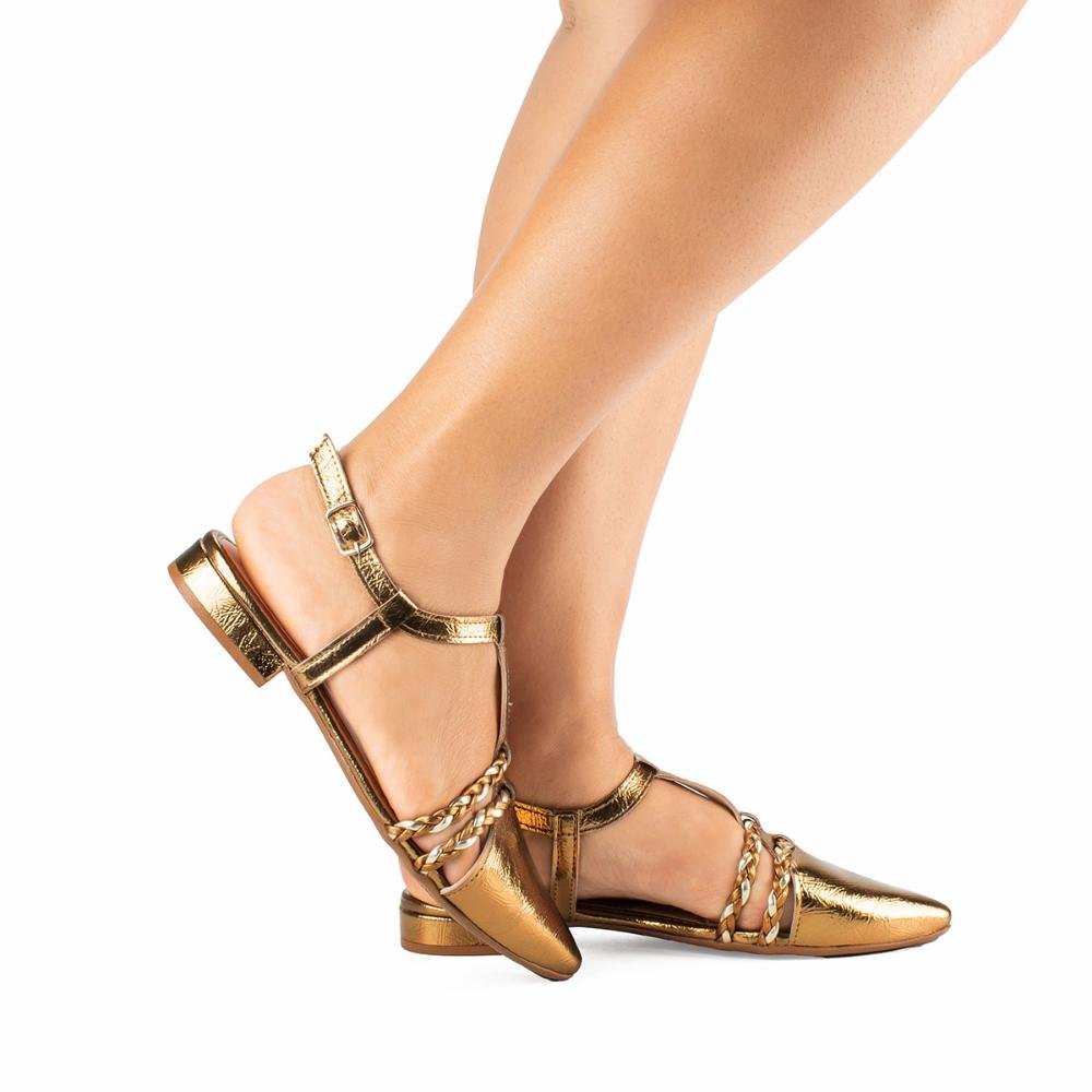 Sapato Mississipi de Salto Baixo Metalizado MC691 Marrom 2