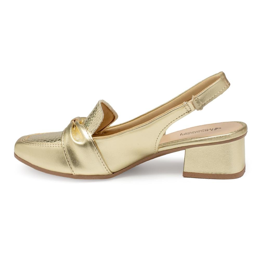 Sapato Mississipi de Salto Bloco MC702 Dourado 4