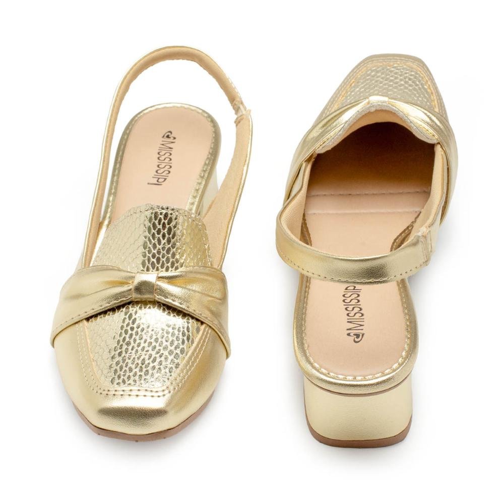 Sapato Mississipi de Salto Bloco MC702 Dourado 5