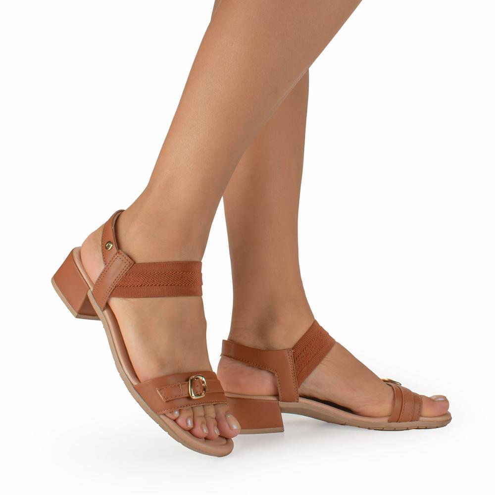 Sandália Campesí de Salto Bloco Marinho CP652 Marrom 2