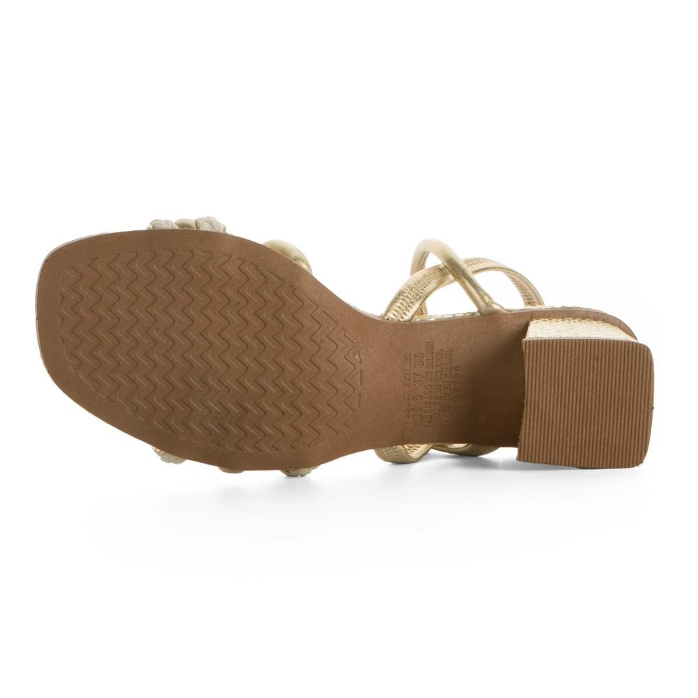 Sandália Mississipi de Salto Bloco Metalizada MC642 Dourado