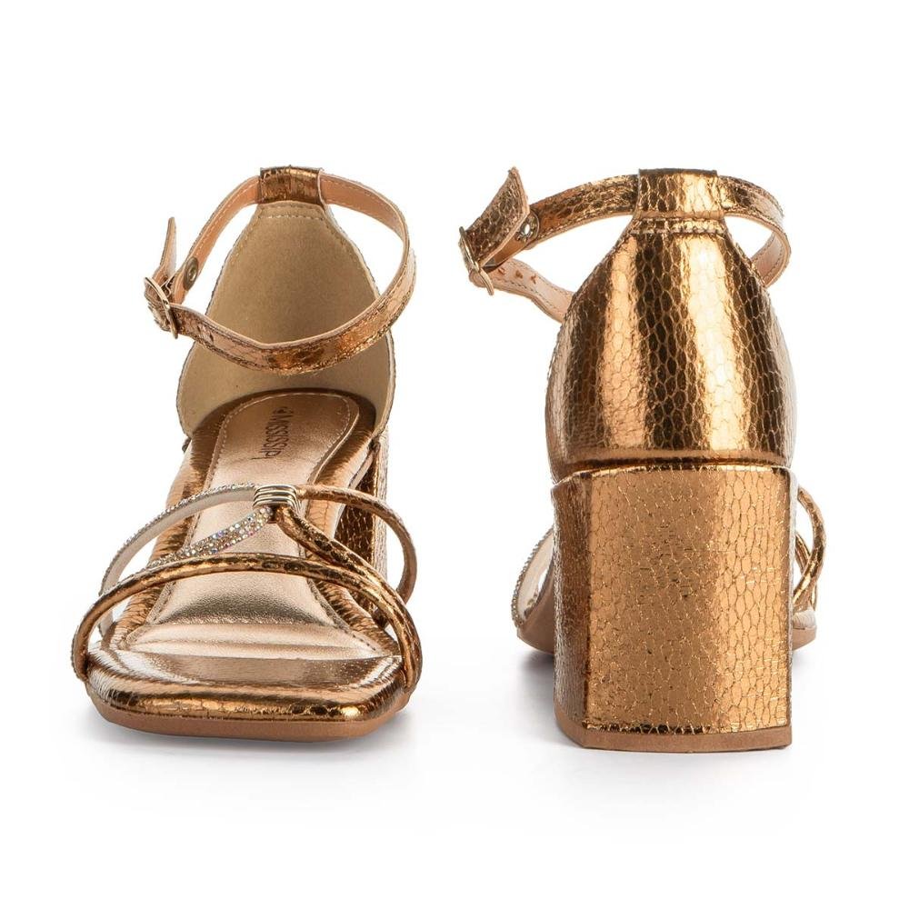 Sandália Mississipi de Salto Bloco Metalizada MC263 Marrom 4