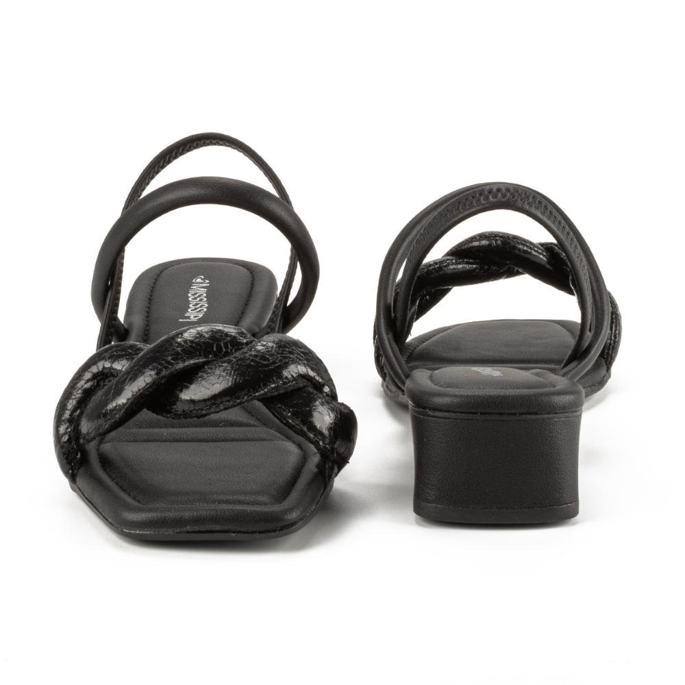 Sandália Mississipi de Salto Bloco Metalizada MC772 Preto 4