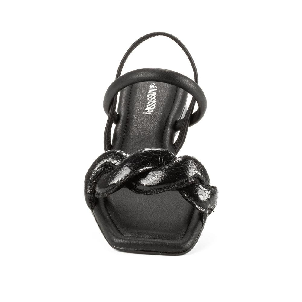 Sandália Mississipi de Salto Bloco Metalizada MC772 Preto 6