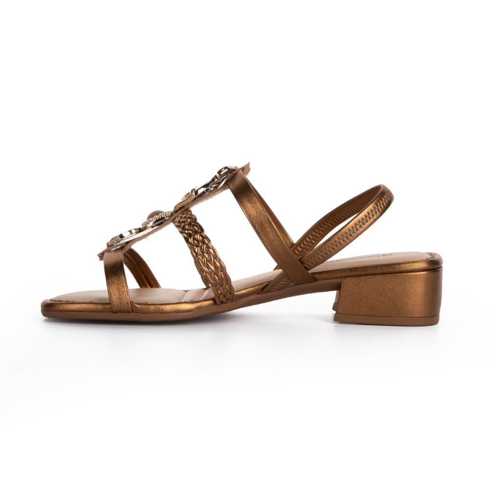 Sandália Mississipi de Salto Bloco Metalizada MC782 Marrom 3