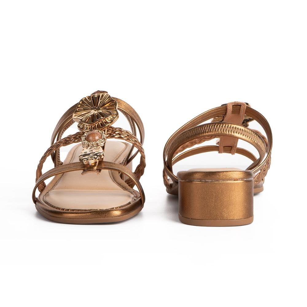 Sandália Mississipi de Salto Bloco Metalizada MC782 Marrom 4