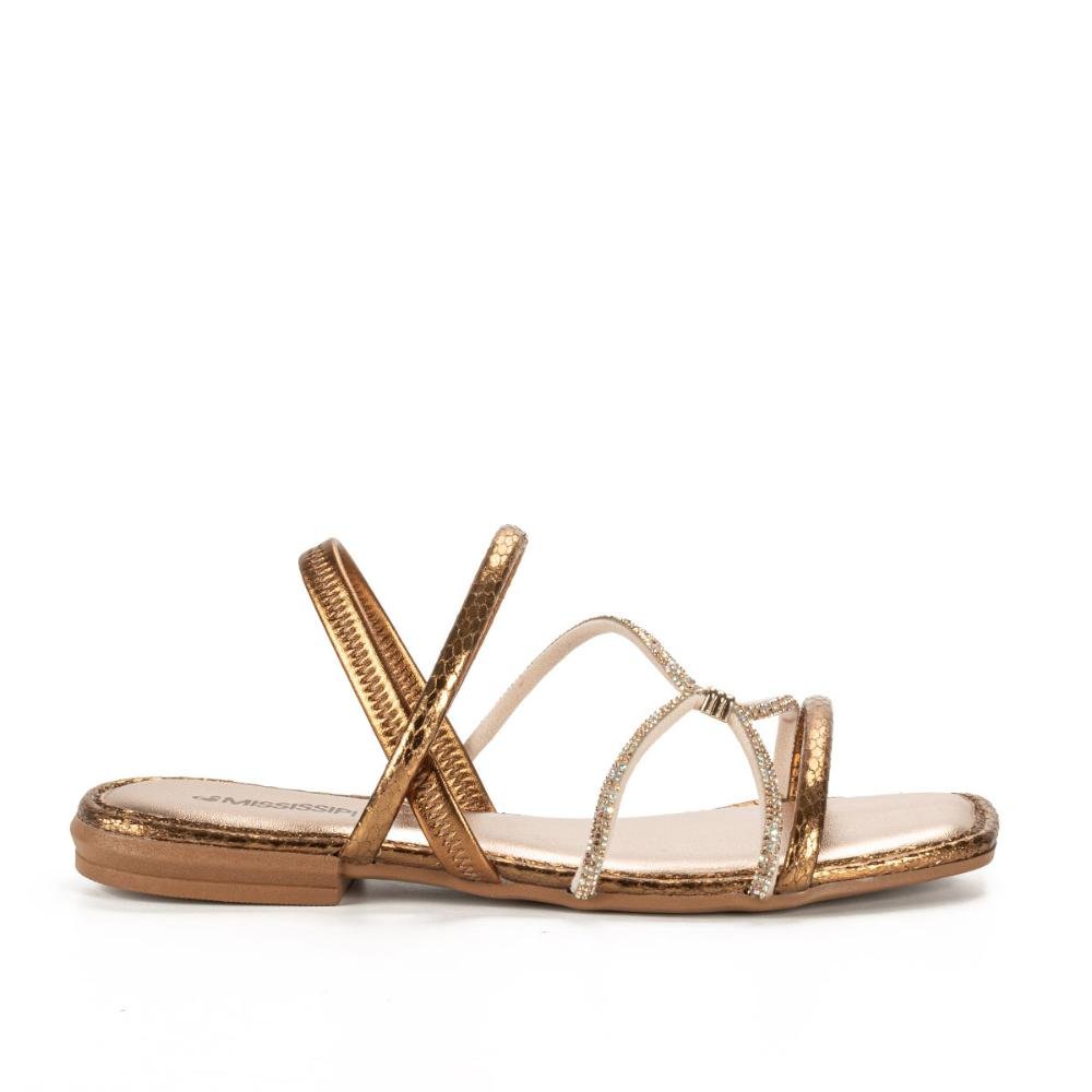 Sandália Mississipi Rasteira Metalizada MC791 Marrom 1