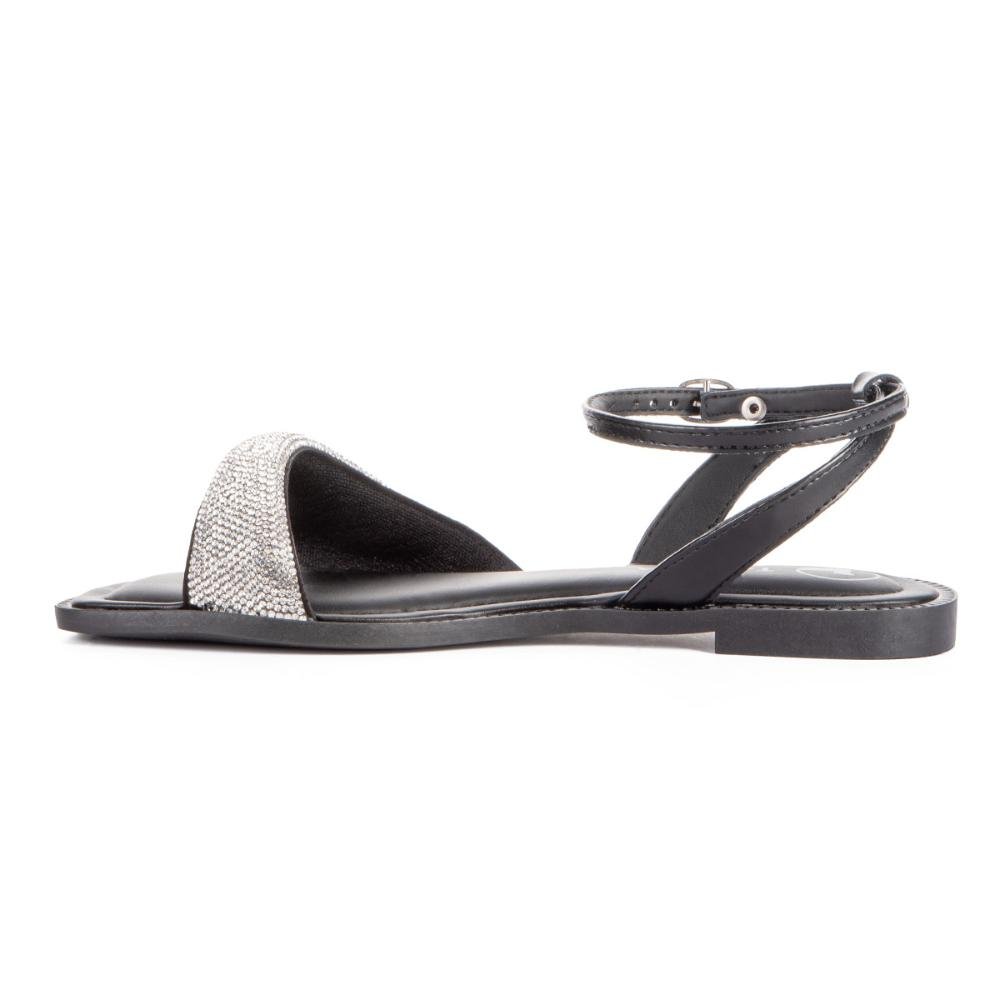 Sandália Tanara Rasteira Com Brilhos T8811 Preto 4