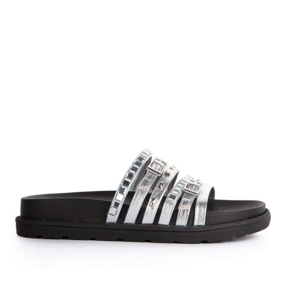 Slide Tanara Flatform Metalizado T8764 Prata 1