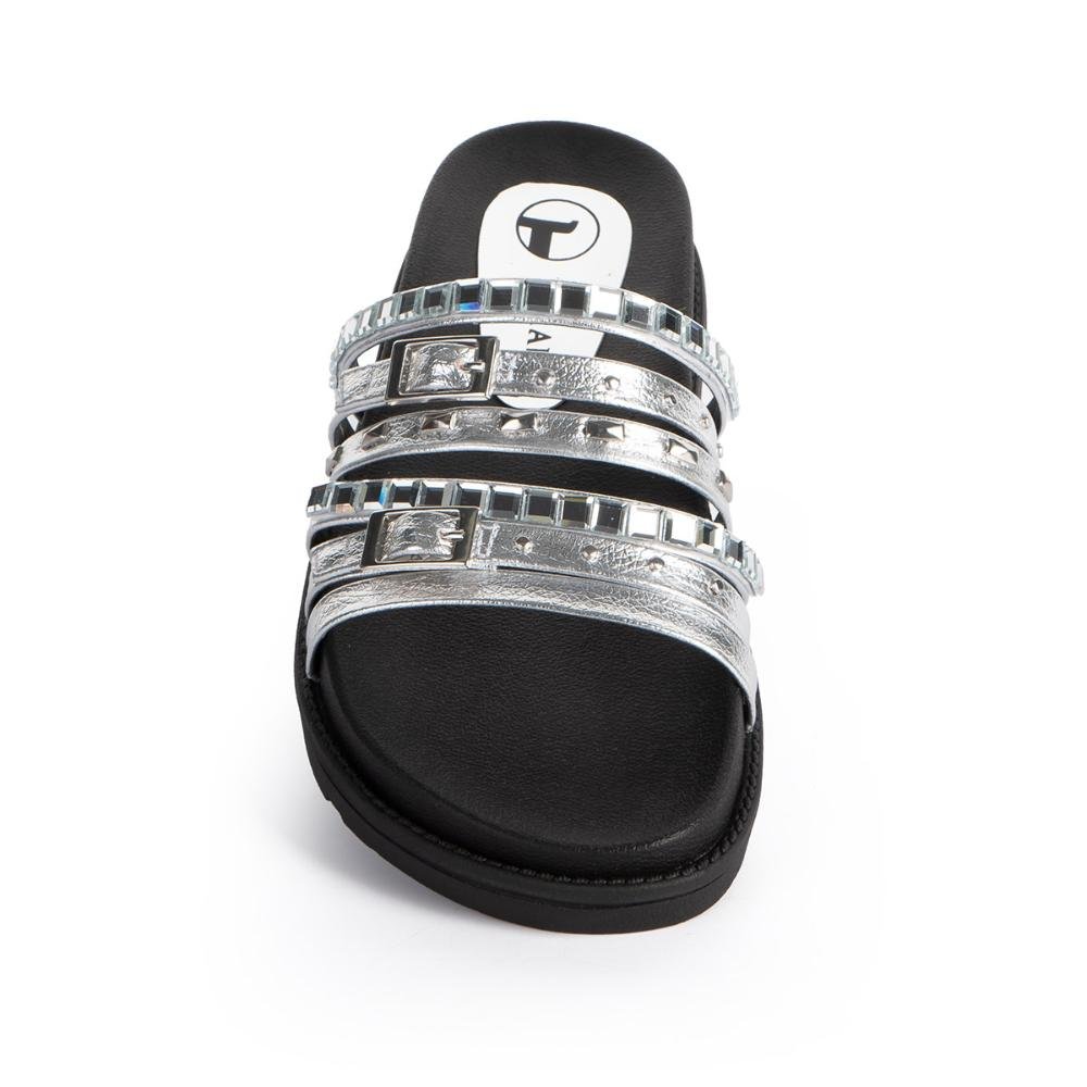 Slide Tanara Flatform Metalizado T8764 Prata 6