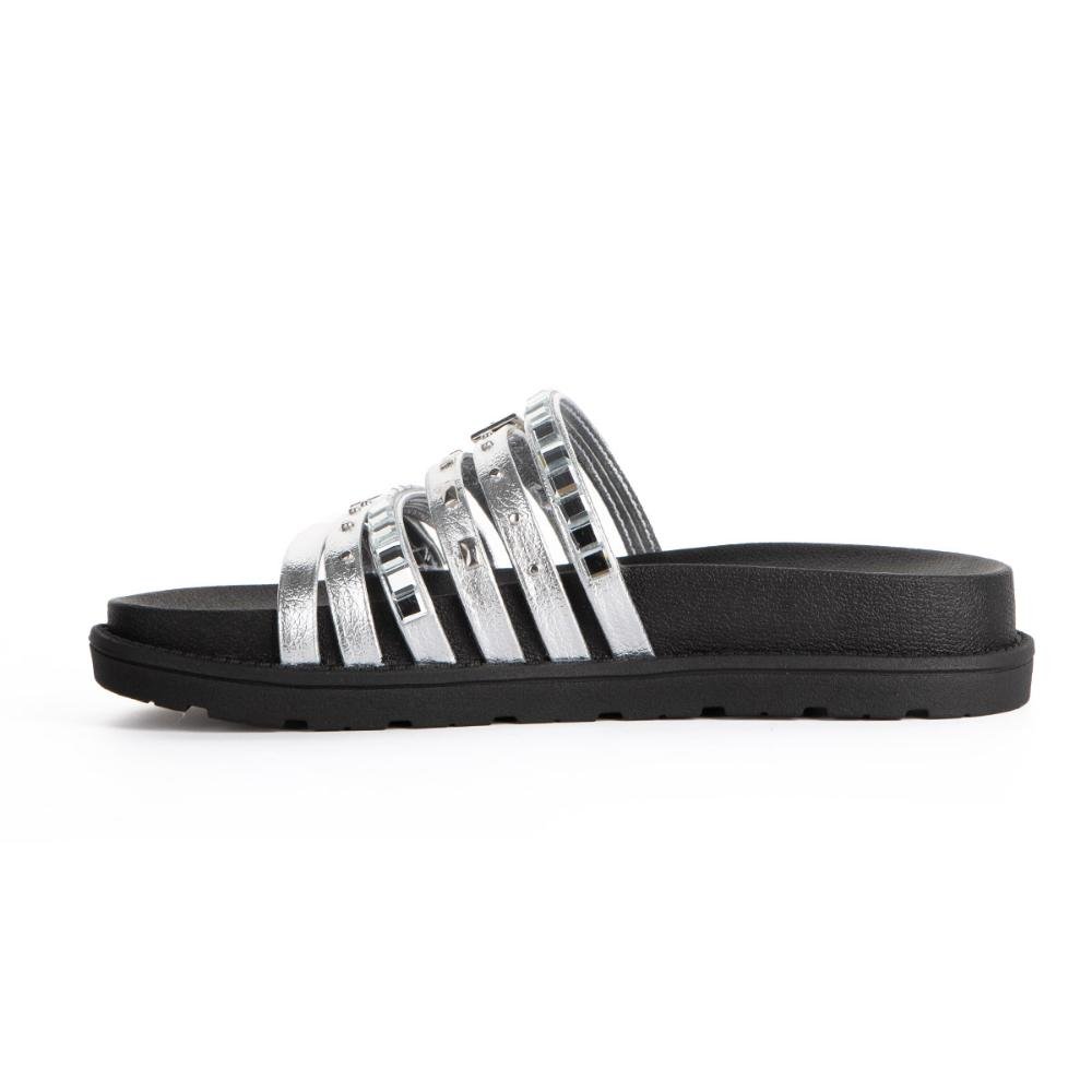 Slide Tanara Flatform Metalizado T8764 Prata 3