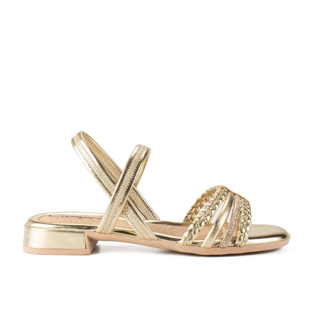 Sandália Campesí de Salto Baixo Metalizada CP561 Dourado 1