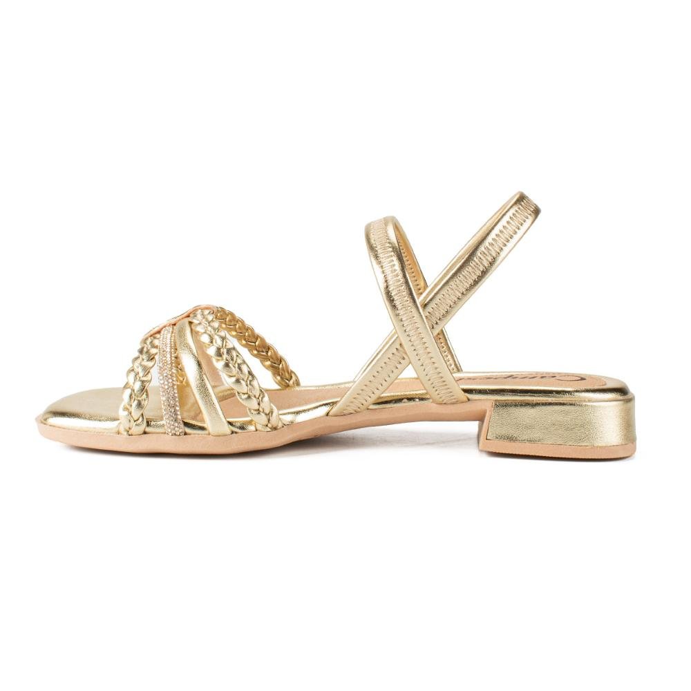 Sandália Campesí de Salto Baixo Metalizada CP561 Dourado 2