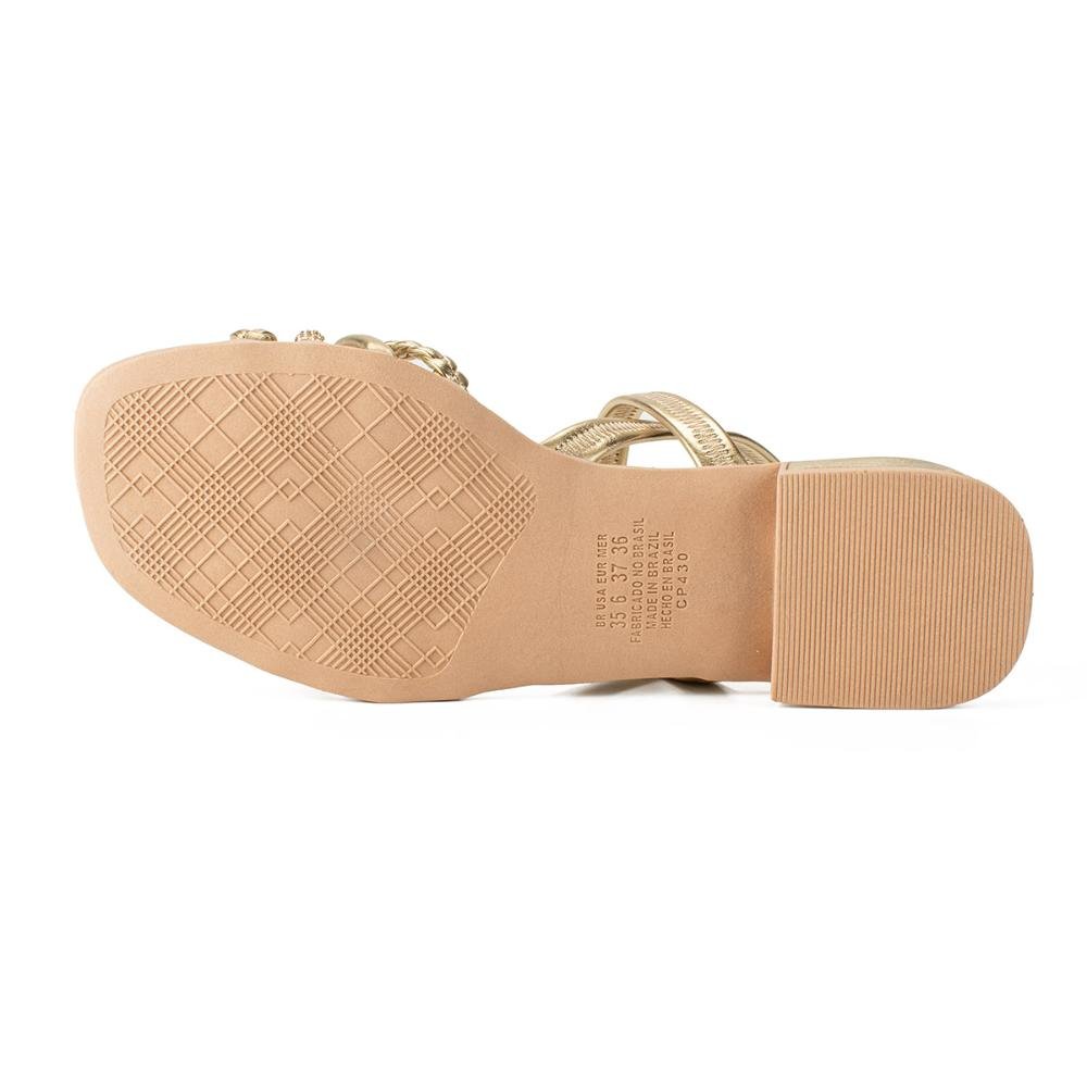 Sandália Campesí de Salto Baixo Metalizada CP561 Dourado 4