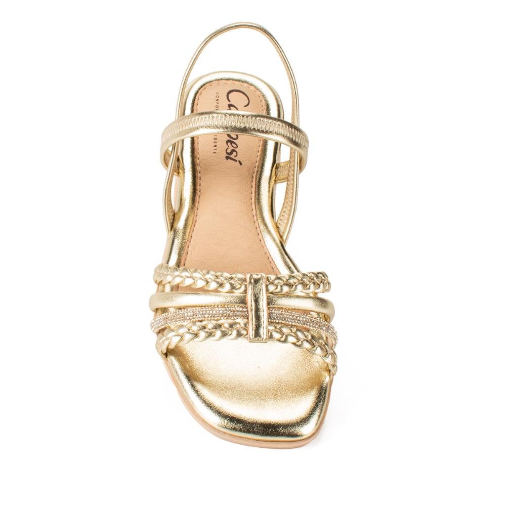 Sandália Campesí de Salto Baixo Metalizada CP561 Dourado 5