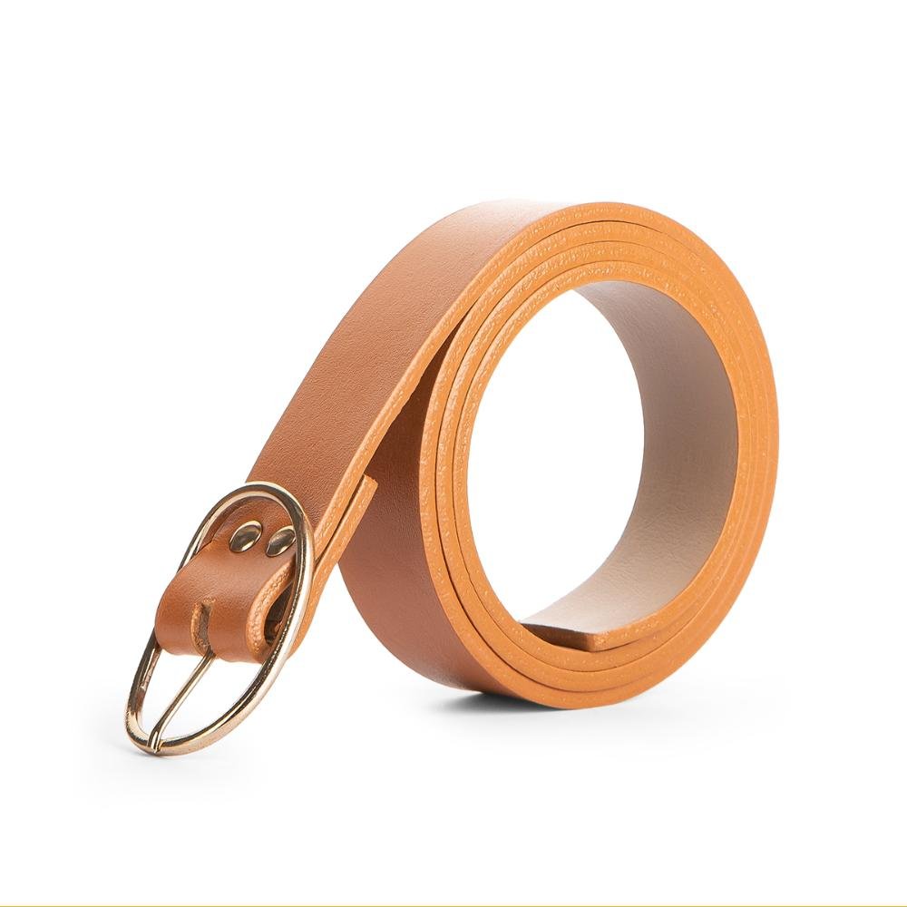 Cinto Dakota de Couro Metalizado Feminino DK307 Caramelo 1