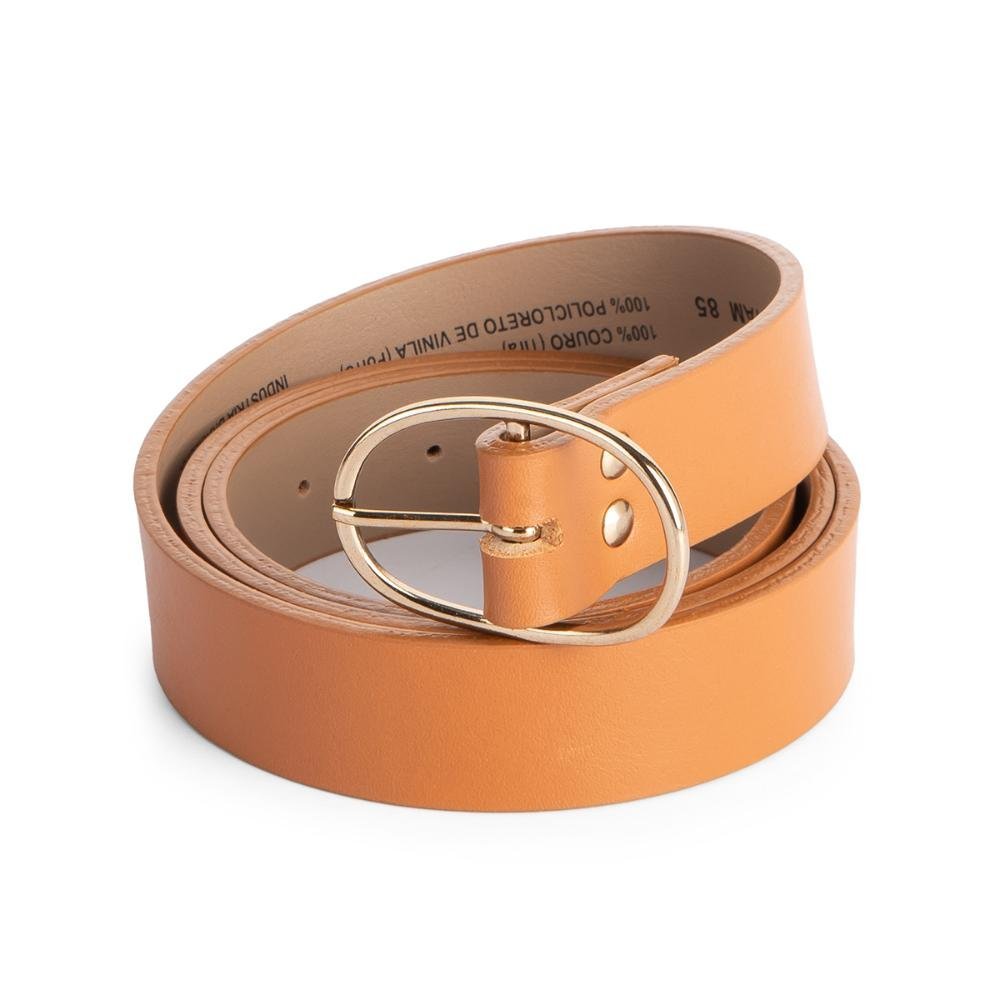 Cinto Dakota de Couro Metalizado Feminino DK307 Caramelo 2