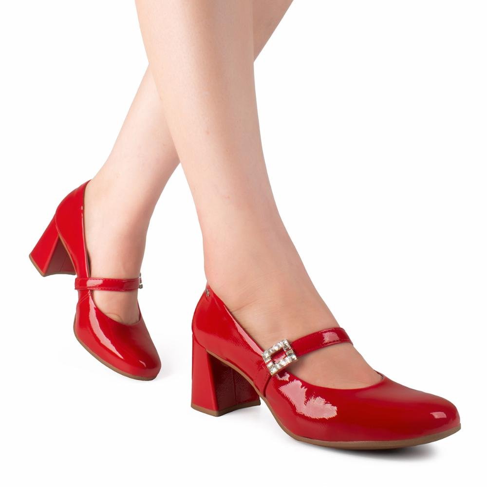Sapato Dakota de Salto Bloco D0282 Vermelho 2
