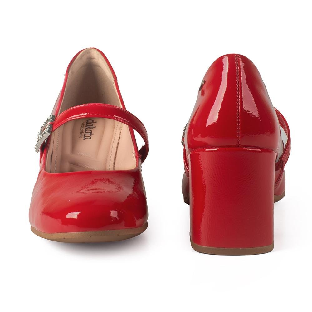 Sapato Dakota de Salto Bloco D0282 Vermelho 6
