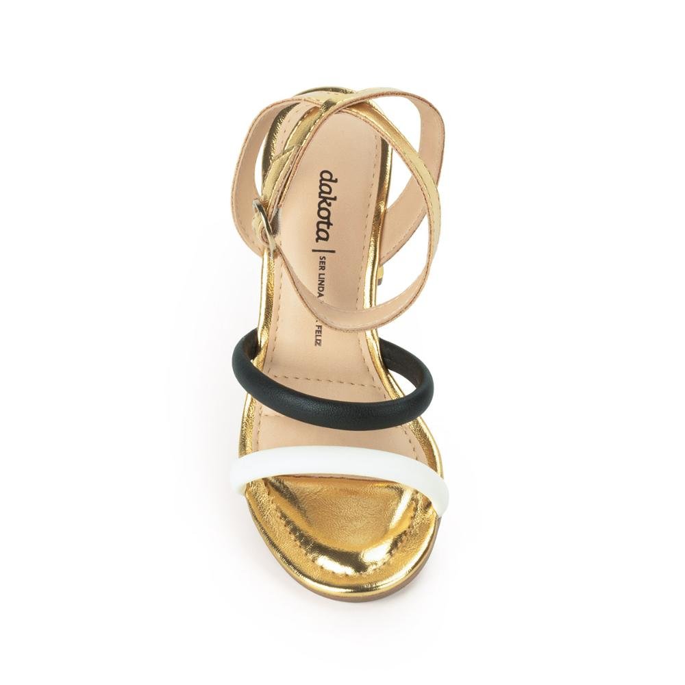 Sandália Dakota de Salto Alto Metalizada Y8861 Dourado 6