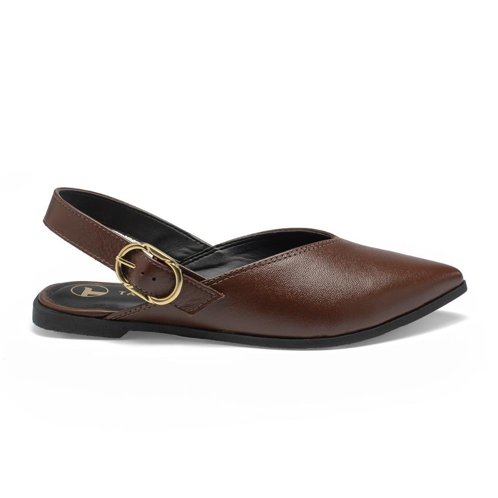 Sapatilha Tanara Slingback Em Couro T8941 Marrom 3