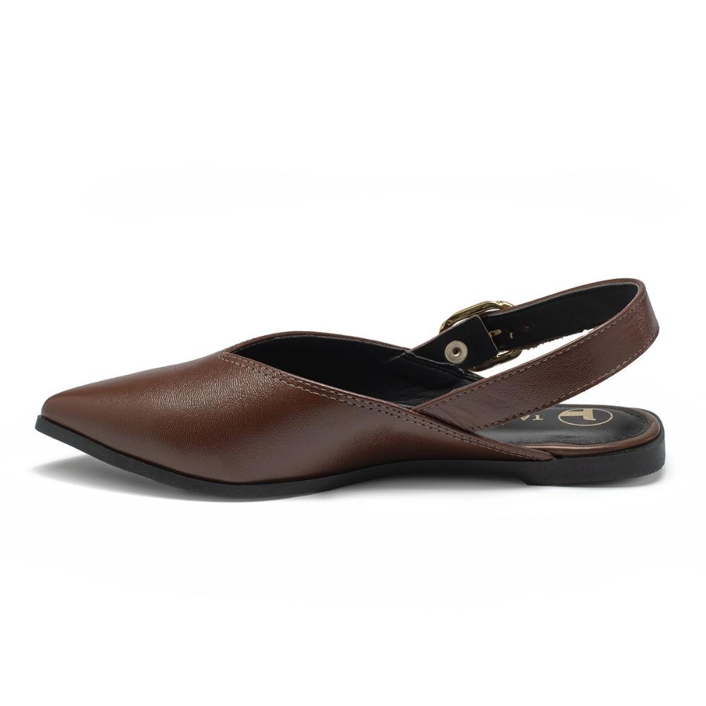 Sapatilha Tanara Slingback Em Couro T8941 Marrom 4