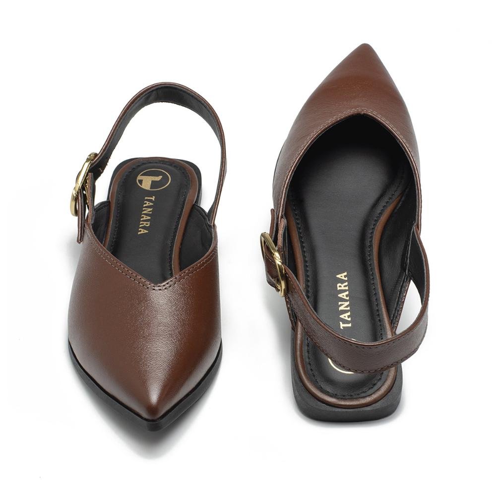 Sapatilha Tanara Slingback Em Couro T8941 Marrom 6