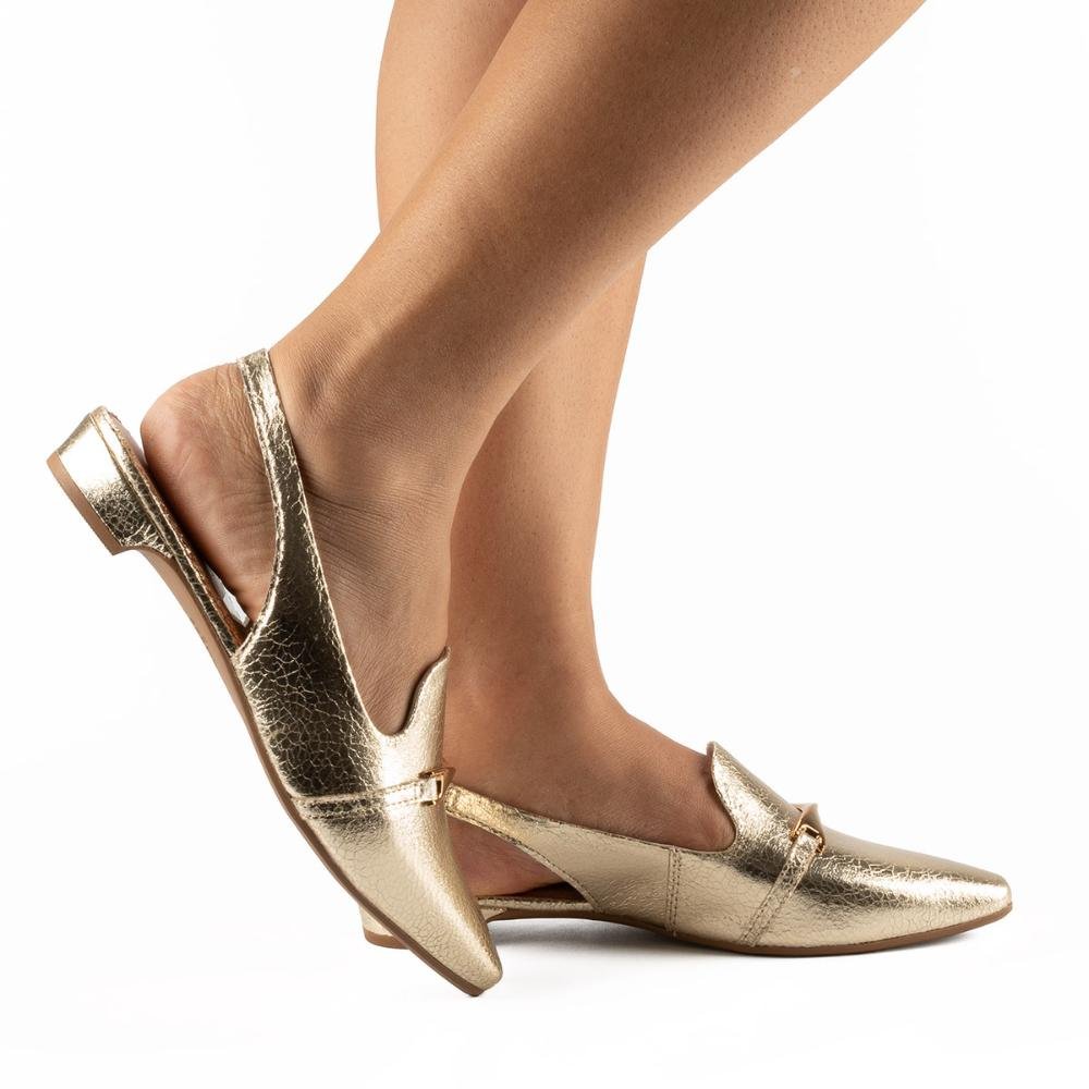 Sapato Mississipi Slingback Metalizado ME233 Dourado 2