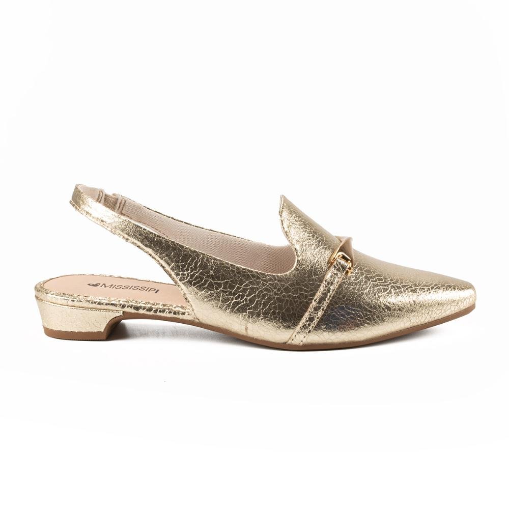 Sapato Mississipi Slingback Metalizado ME233 Dourado 3