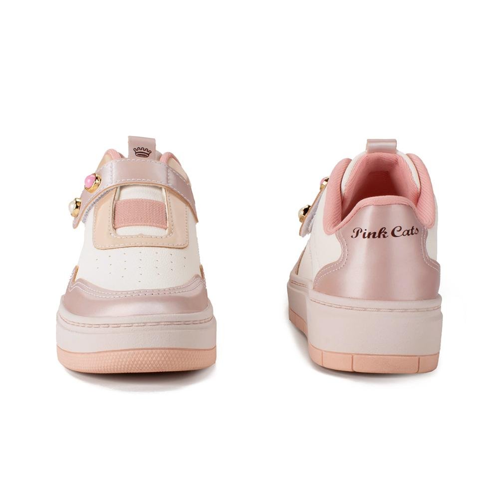 Tênis Pink Cats Infantil Casual V5181 Bege/Rosa 4