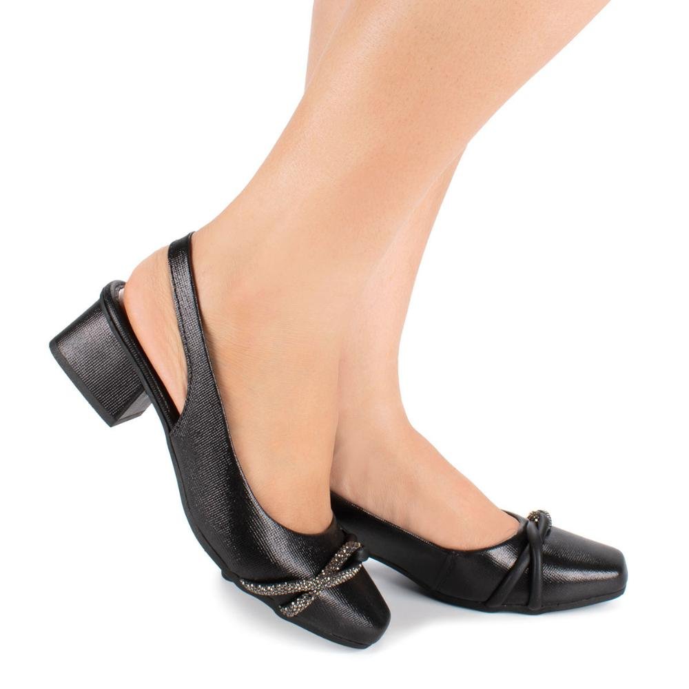 Sapato Mississipi de Salto Bloco MC973 Preto 2