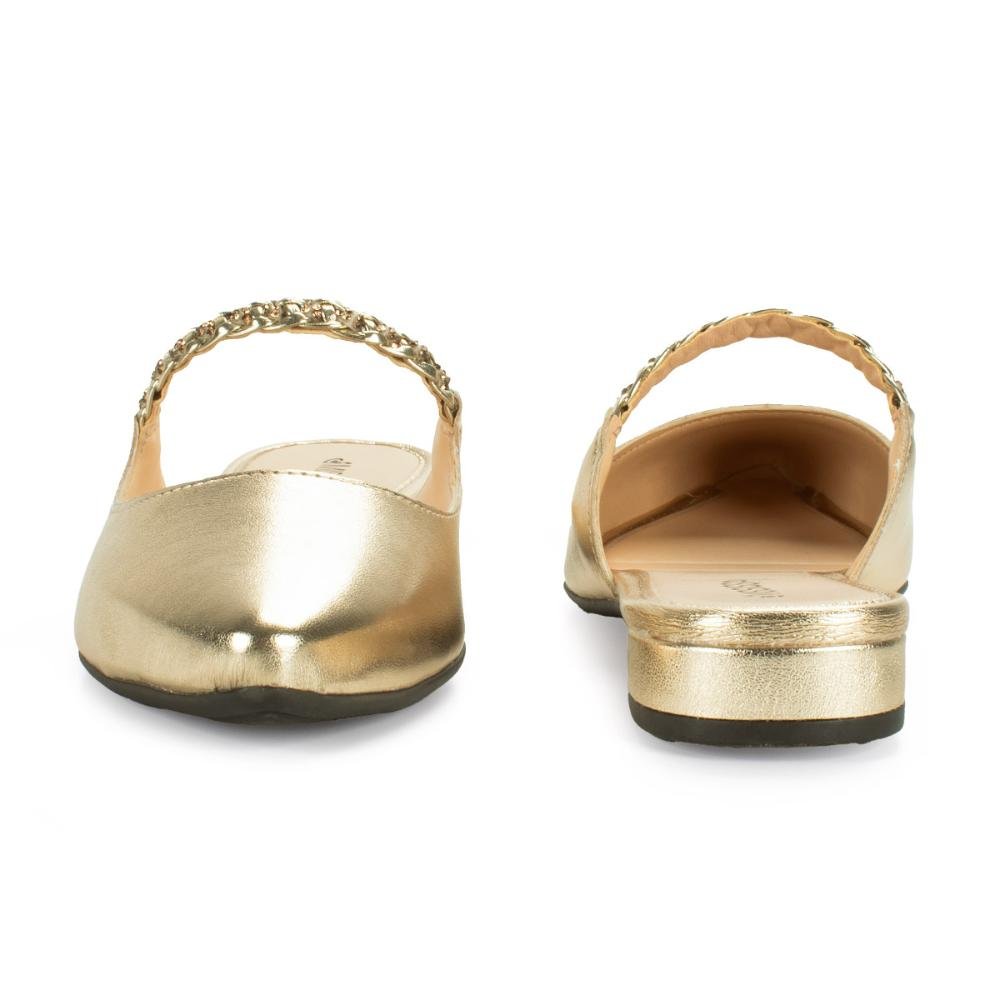Mule Mississipi de Salto Baixo Metalizado Feminina ME592 Dourado 6