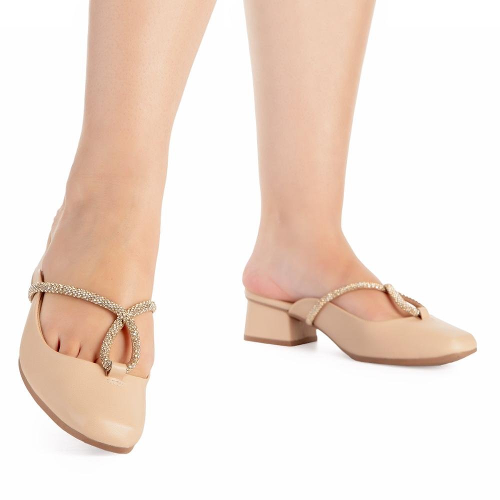 Mule Mississipi de Salto Bloco Feminina MC972 Bege 2
