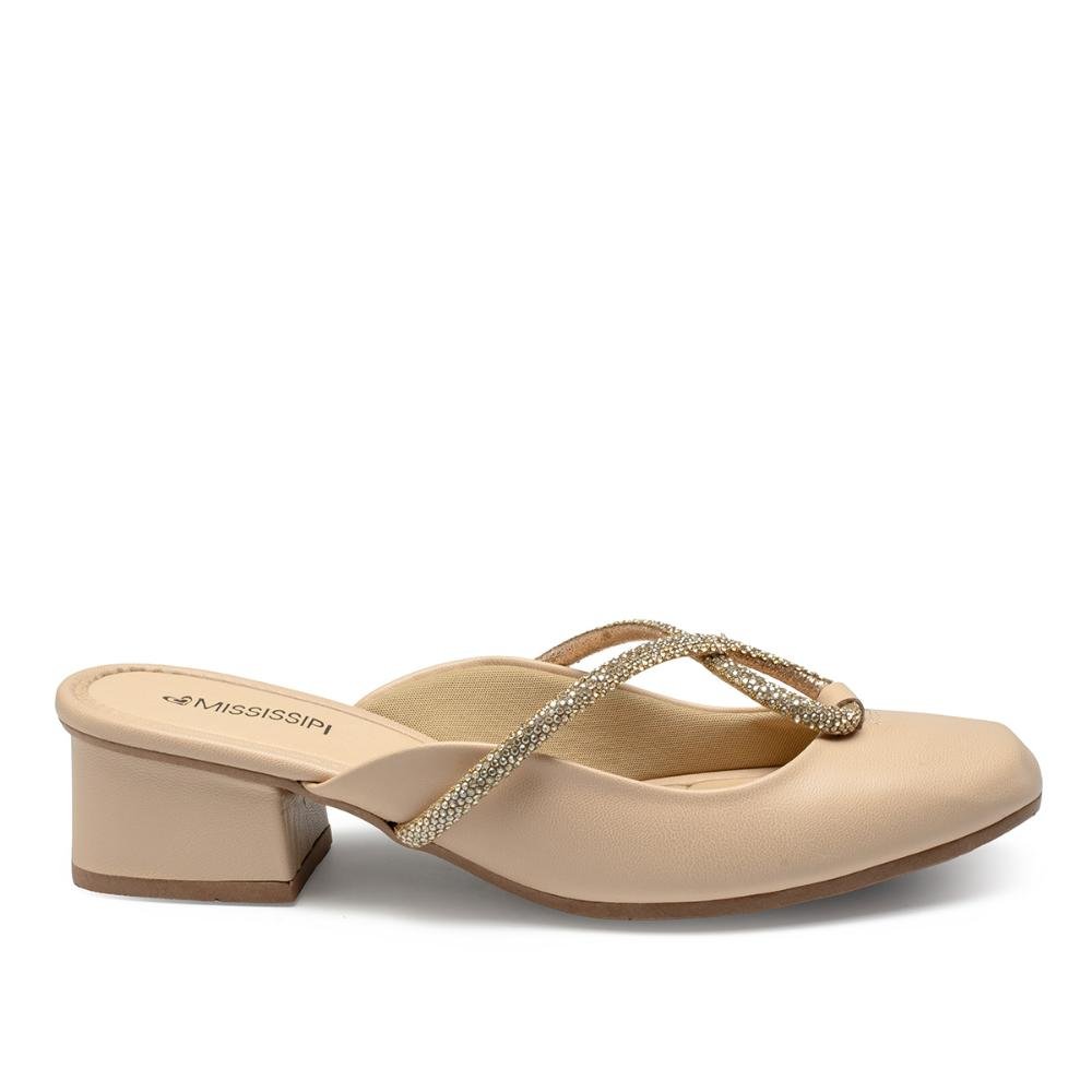Mule Mississipi de Salto Bloco Feminina MC972 Bege 3