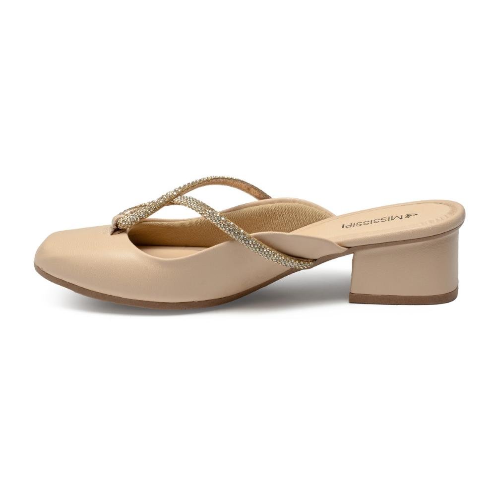 Mule Mississipi de Salto Bloco Feminina MC972 Bege 4