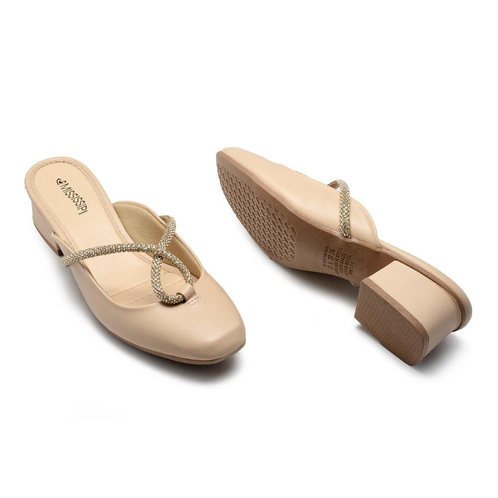 Mule Mississipi de Salto Bloco Feminina MC972 Bege 5