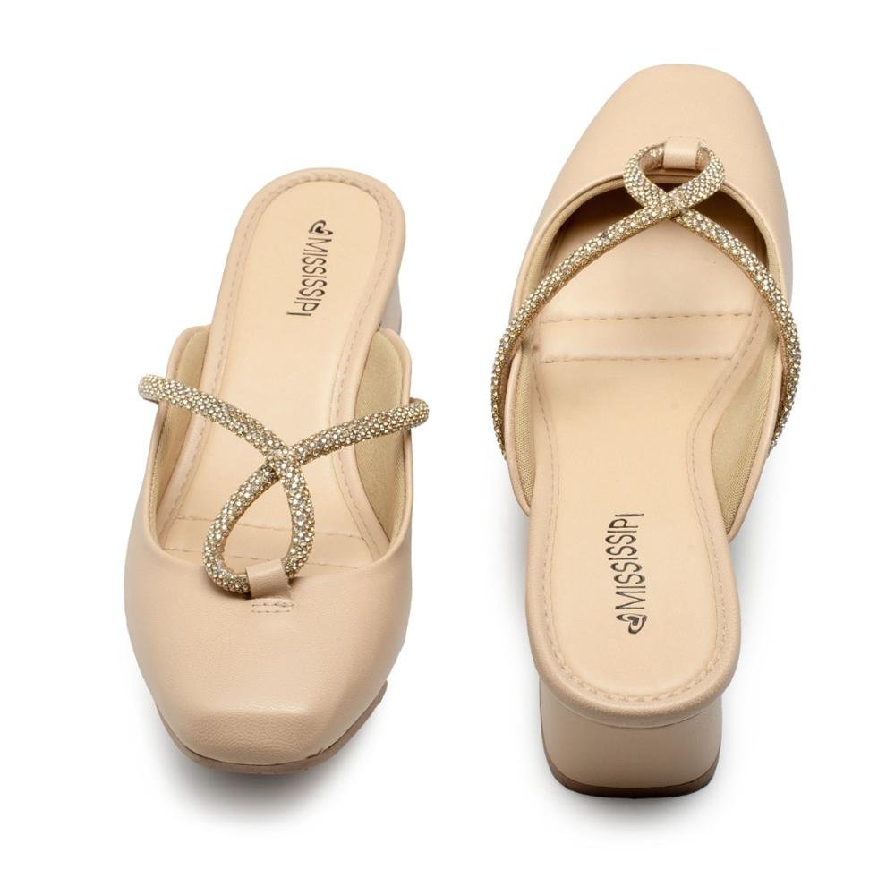 Mule Mississipi de Salto Bloco Feminina MC972 Bege 6