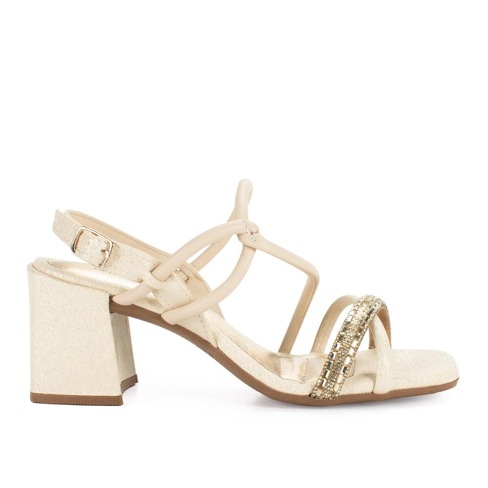Sandália Mississipi de Salto Bloco Feminina ME382 Bege Claro 3