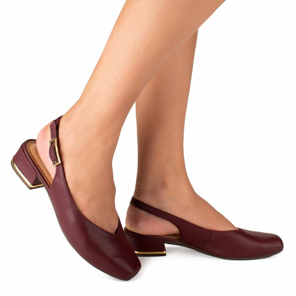 Sapato Campesí de Salto Bloco Feminino CP911 Vermelho 2