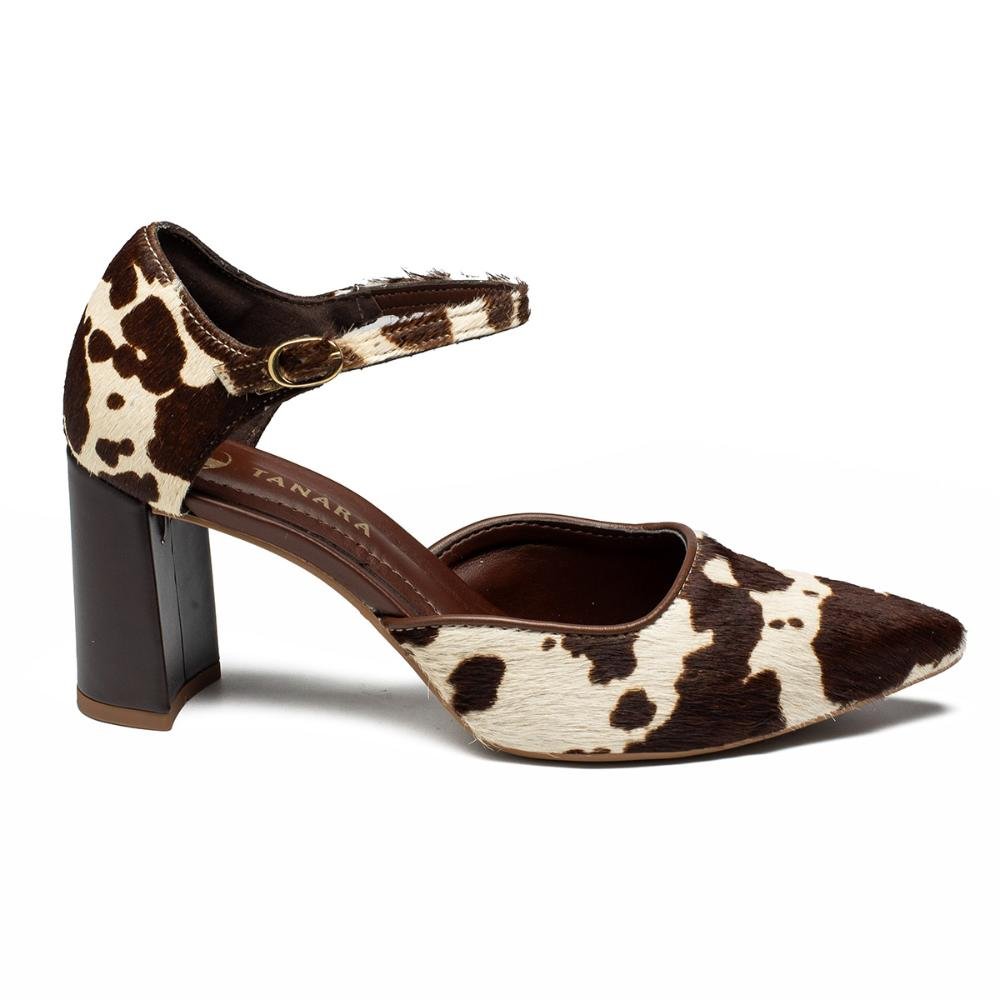 Sapato Tanara de Salto Bloco Em Couro T9063 Animal Print 3