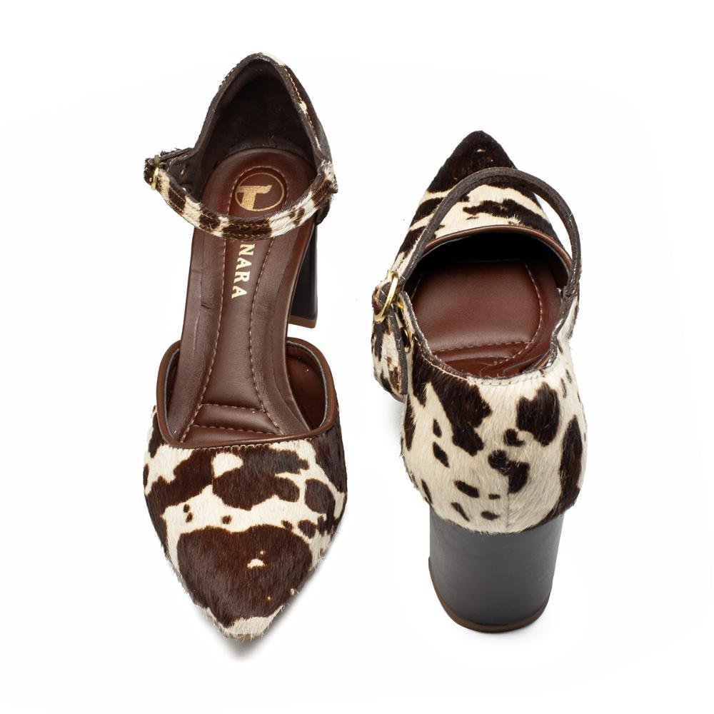 Sapato Tanara de Salto Bloco Em Couro T9063 Animal Print 5