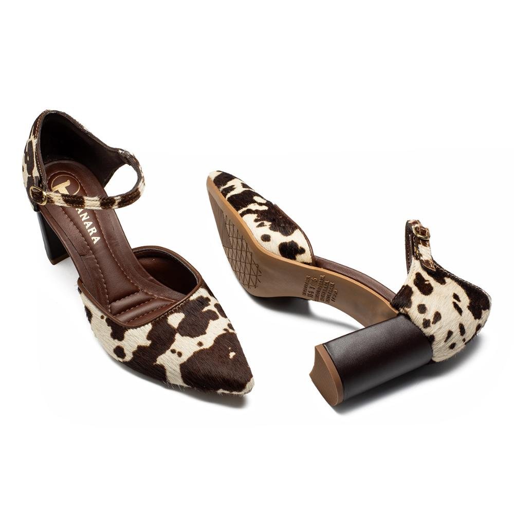 Sapato Tanara de Salto Bloco Em Couro T9063 Animal Print 6