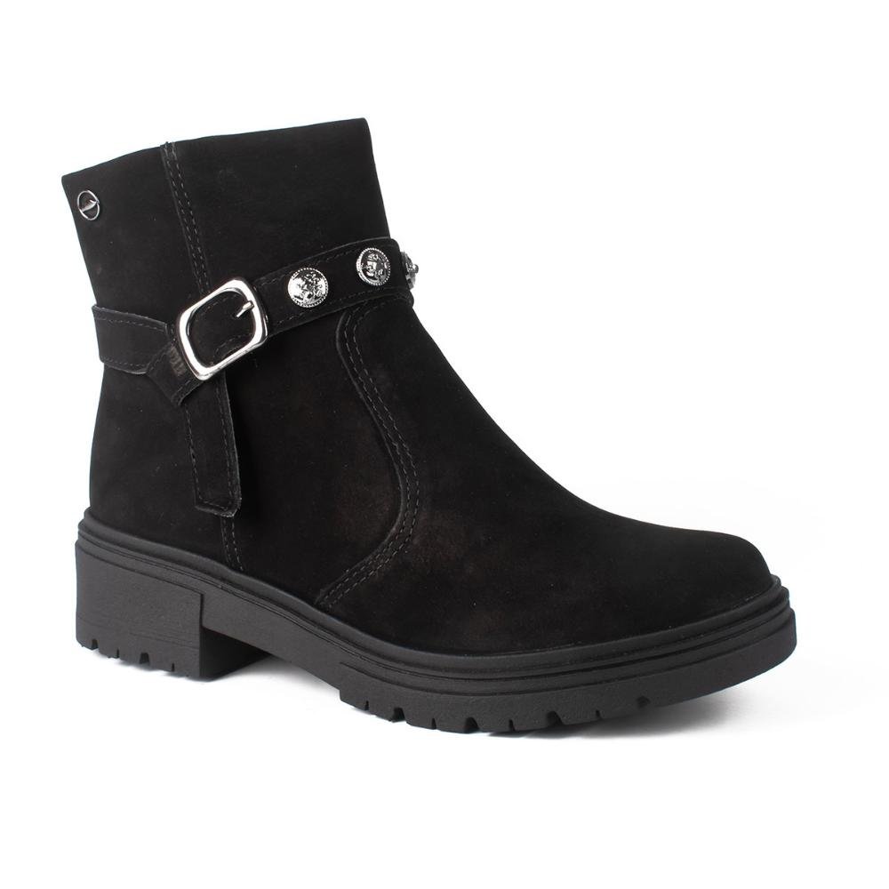 Bota Dakota de Cano Curto Em Couro Feminina D0403 Preto 1