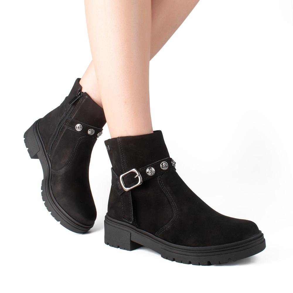 Bota Dakota de Cano Curto Em Couro Feminina D0403 Preto 2