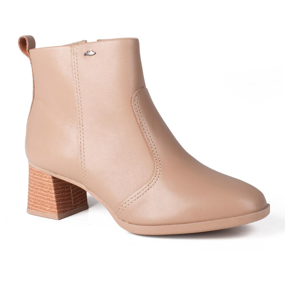Bota Dakota de Cano Curto Em Couro Feminina D0372 Bege 1