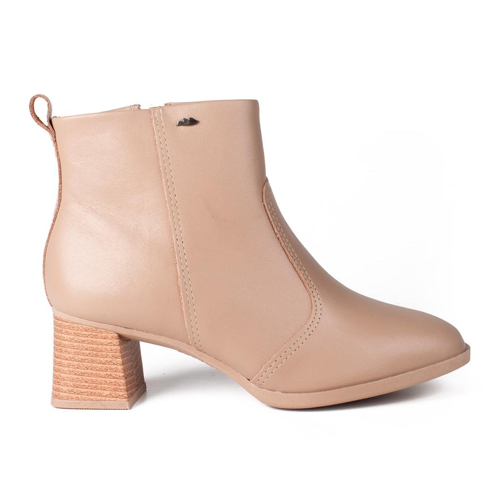 Bota Dakota de Cano Curto Em Couro Feminina D0372 Bege 3