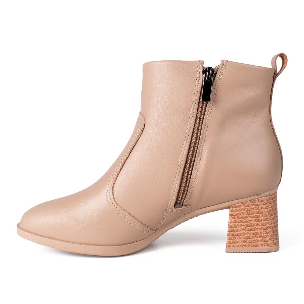 Bota Dakota de Cano Curto Em Couro Feminina D0372 Bege 4